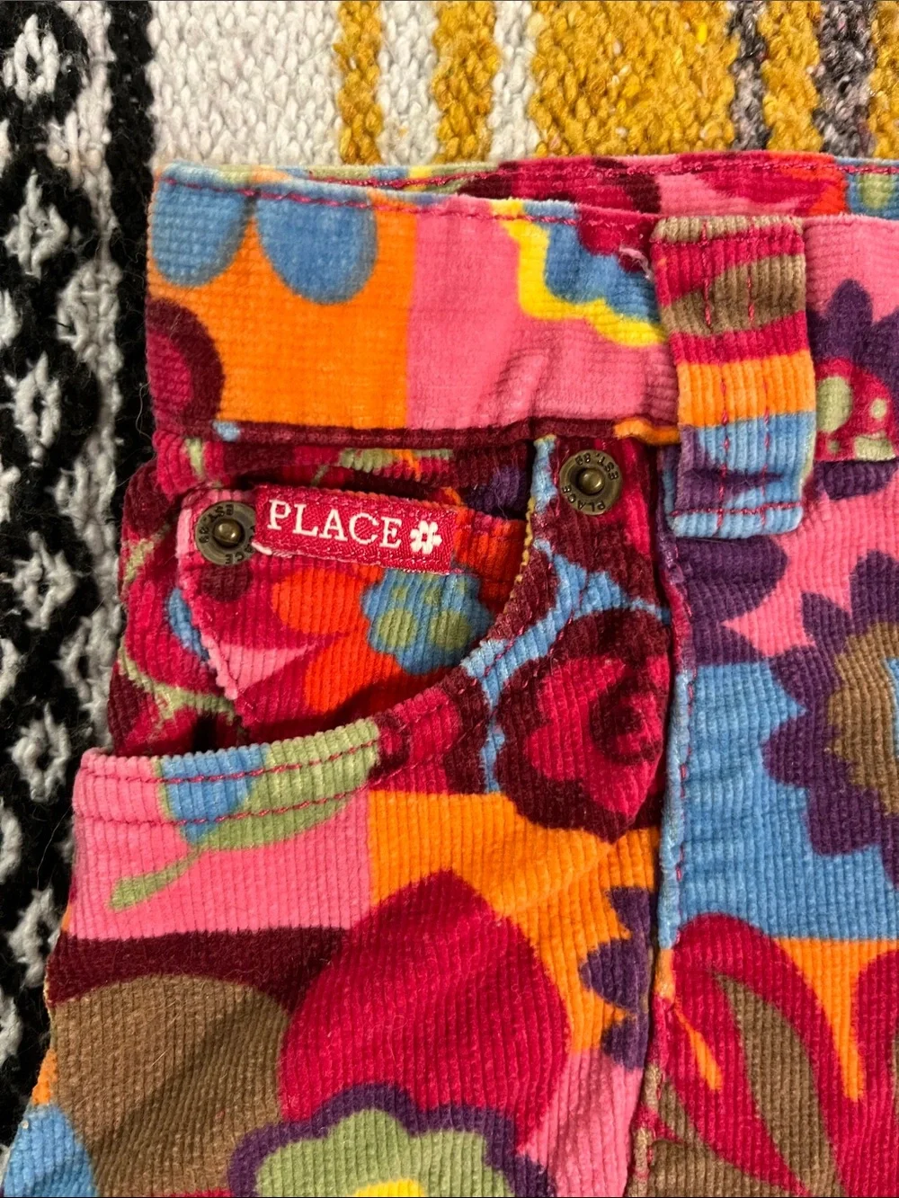 The Children's Place Multicolor Floral Corduroy Patchwork Skirt